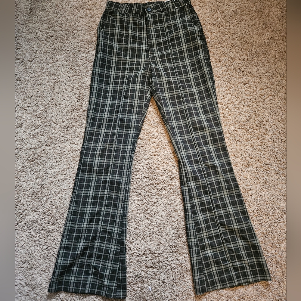 H & M Plaid High Waisted Flare Size 16